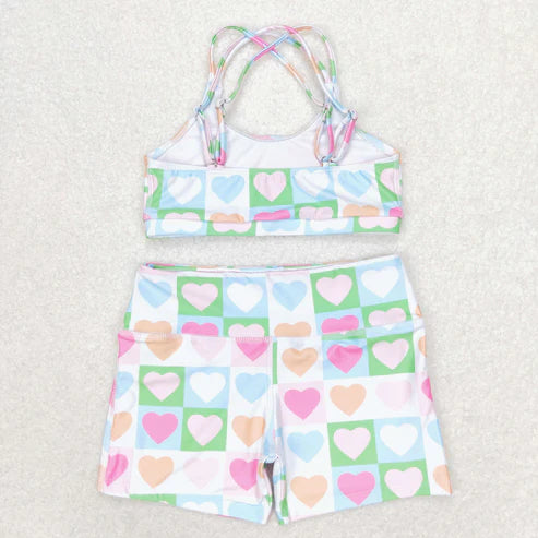 S0373 Colored love plaid swimsuit