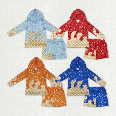 11.1 Sibling Baby Boys Sprinkles Drip Hoodies Top Shorts Team Clothes Sets