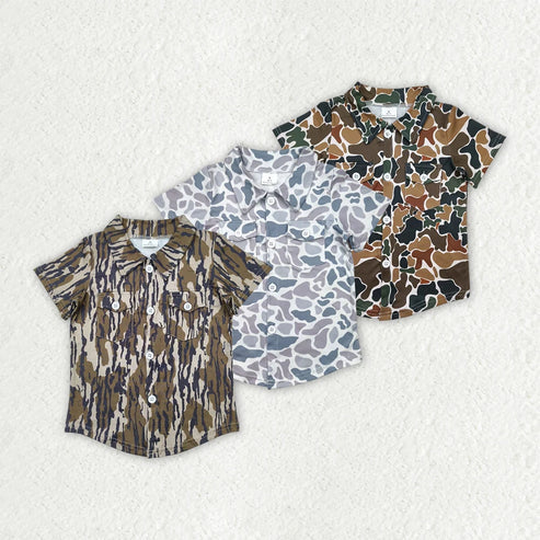 5.10 Sibling Baby Boys Western Camo Short Sleeves Button Pockets Shirts Tops