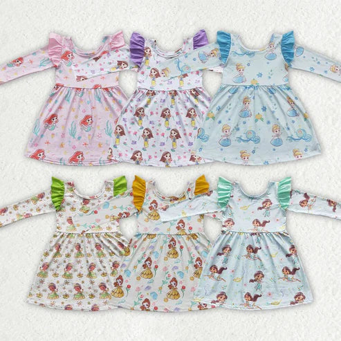 6.26 Sibling Baby Girls Princess Ruffle Long Sleeve Dresses