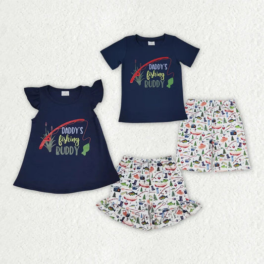 3.31 Sibling Boys Baby Girls Summer Fishing Shorts Sets