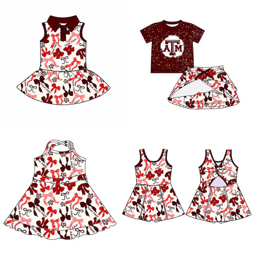 6.10 Custom Moq 3 each item Sibling Baby Girls ATM Team Dresses Clothes Sets