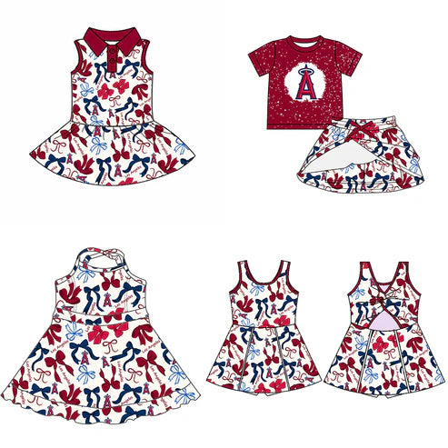 6.10 Custom Moq 3 each item Sibling Baby Girls LA Team Dresses Clothes Sets