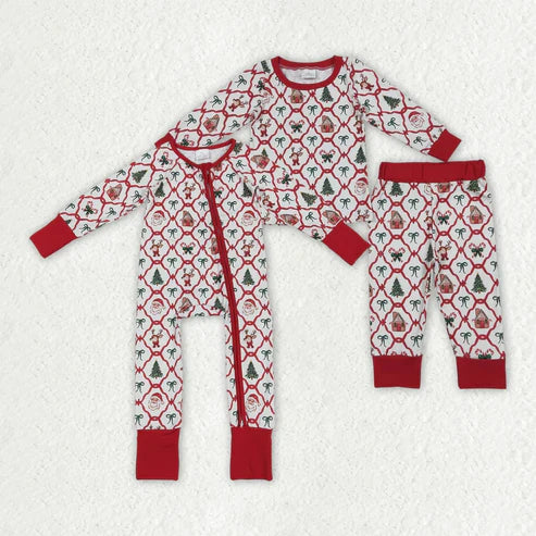 6.26 Sibling Baby Girls Christmas Bows Gingerbread Plaid Rompers Pajamas