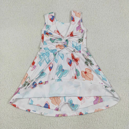 6.9 GSD2049 Baby Girls Colorful Hero Bows Athletic Active Wear Knee Length Dress