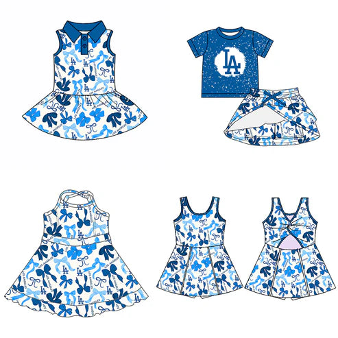 6.10 Custom Moq 3 each item Sibling Baby Girls LA Team Dresses Clothes Sets