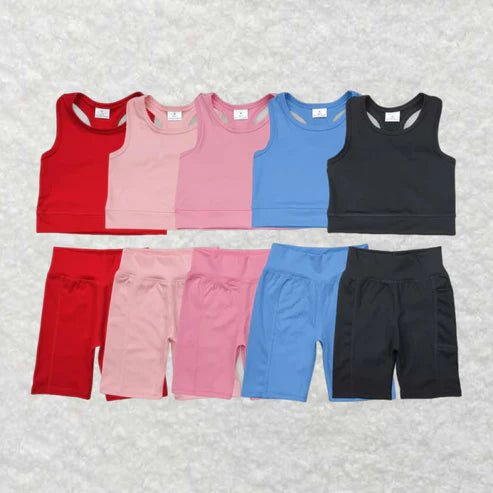 5.3 Sibling Baby Girls Athletic Active Wear Top Shorts Clothes Sets