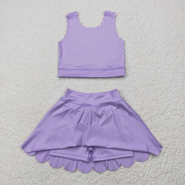 5.27 GSD2095 Baby Girls Lavender Yoga Vest Skirt Active Wear Clothes Set