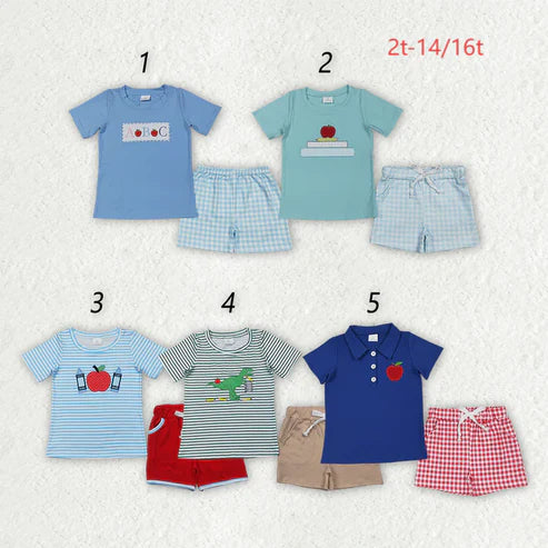 6.23 Sibling Embroidery Baby Boys Top Shorts Back To School Clothes Sets
