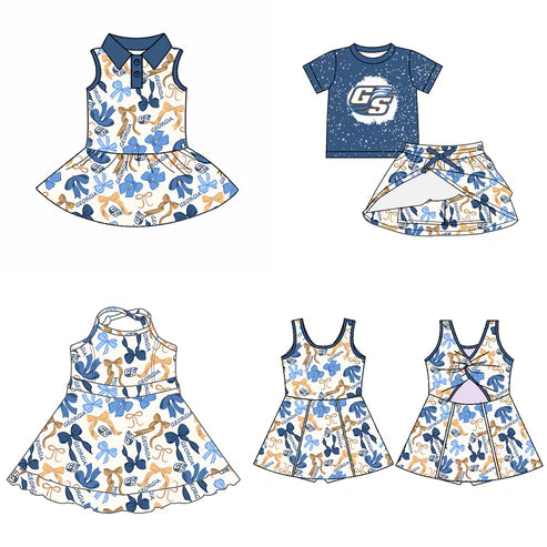 6.10 Custom Moq 3 each item Sibling Baby Girls GSU Team Dresses Clothes Sets