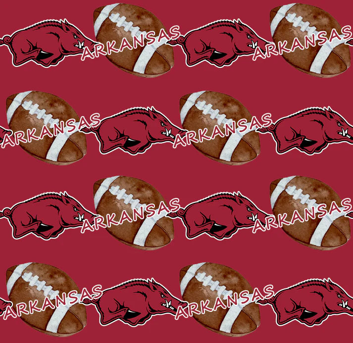 8.23 Custom MOQ 5 Baby Girls Strap Football Ruffle Shorts ARKANSAS Team Knee Length Dress