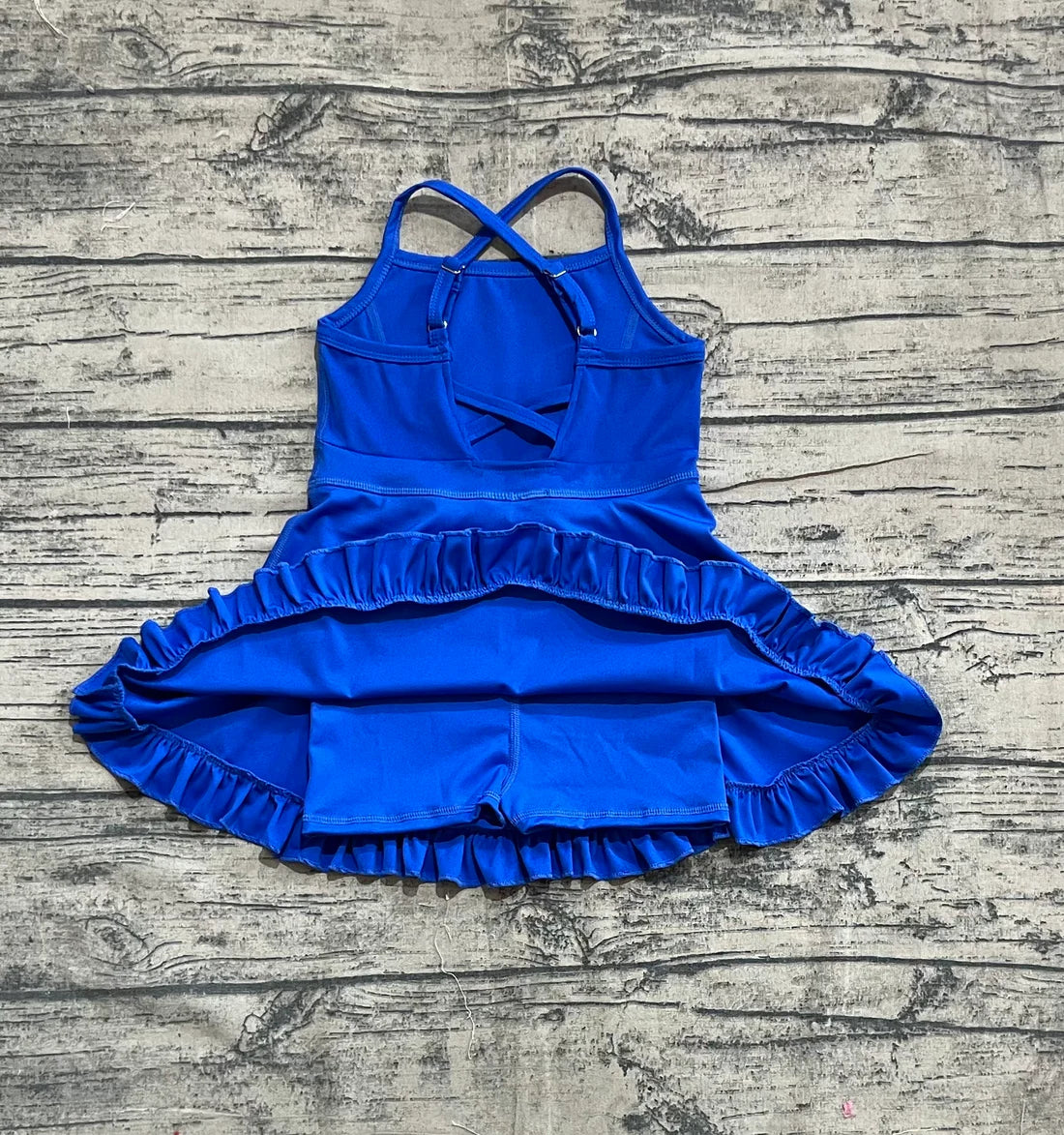 5.20 S0551 Baby Girls Royal Blue Knit Knee Length Active Wear Athletic Dress Preorder