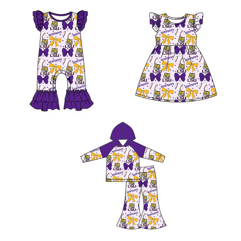 6.25 each item Sibling Baby Girls LSU Team Romper Dress Clothes Sets