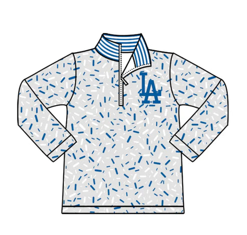 10.17 Custom Moq 8 Baby Boys Grey Sprinkles Zipper LA Team Pullovers Top