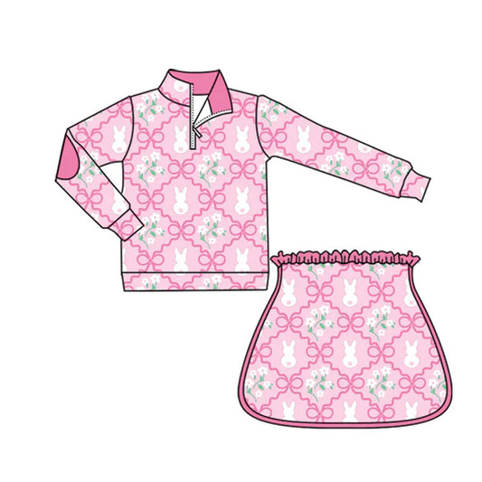 12.29 MOQ:5pcs GLD1577 pre-order baby girl clothes rabbit toddler girl easter yoga skirt outfit