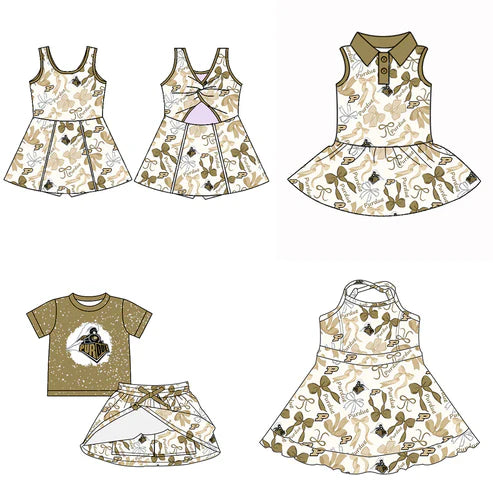 6.10  Custom Moq 3 each item Sibling Baby Girls Purdue Team Dresses Clothes Sets