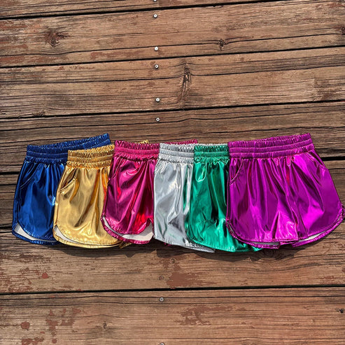 3.19 Sibling Baby Girls Pocket Leather Elastic Bottom Shorts