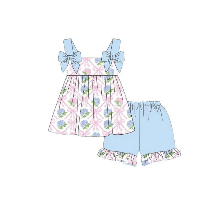 11.26 MOQ：5pcs GSSO2930 pre-order baby girl clothes floral print toddler girl summer outfit