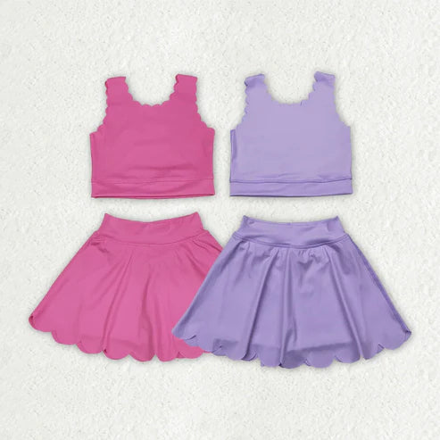 6.9  Sibling Baby Girls Yoga Vest Skirt Active Wear Clothes Sets