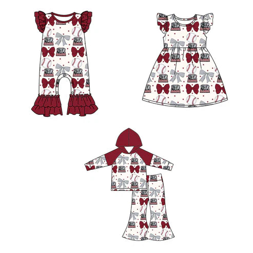 6.25 Custom Moq 3 each item Sibling Baby Girls Alabama Team Romper Dress Clothes Sets