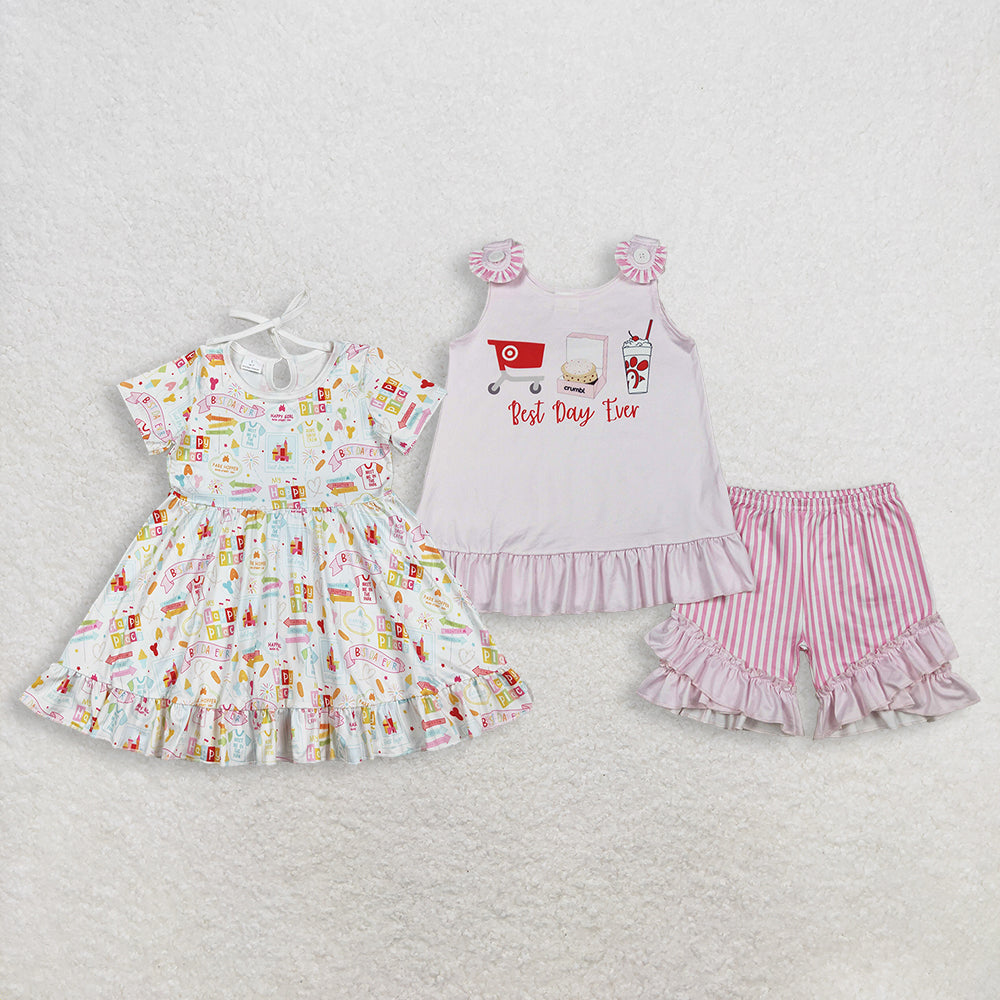 Sibling Baby Girls clothes short sleeve shorts Clothes Sets and Dresses