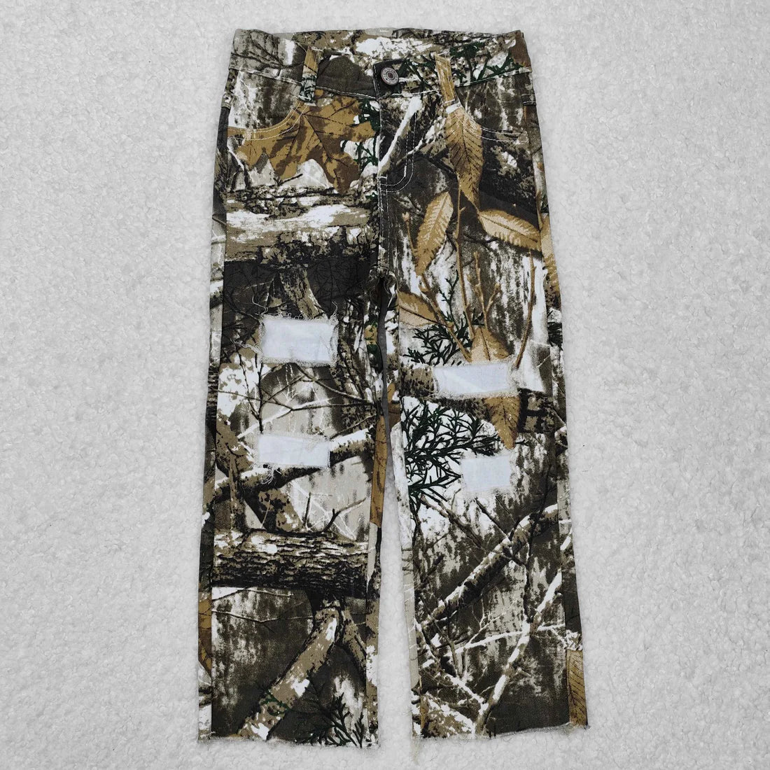 L-3.7 P0410 Baby Boys Camouflage Real Tree Distressed Denim Pants