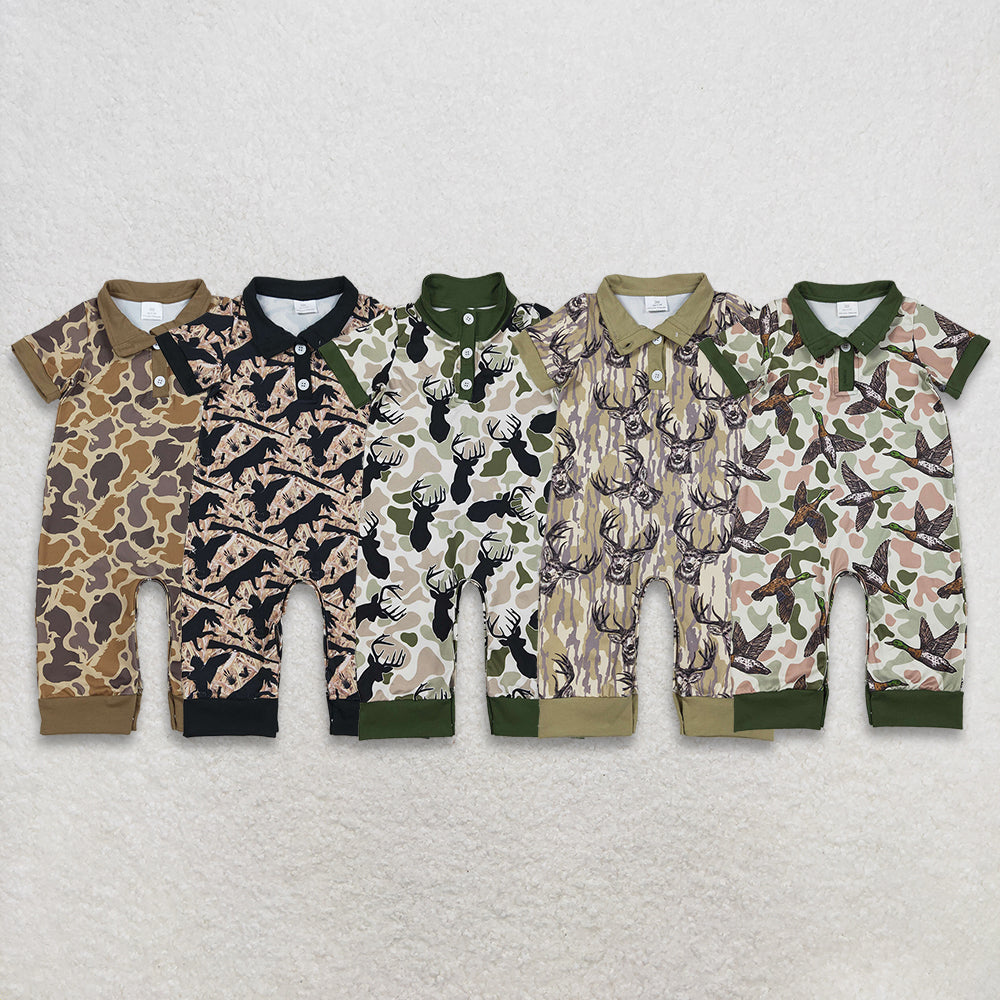 Sibling Baby boy clothes duck camouflage short sleeve Rompers