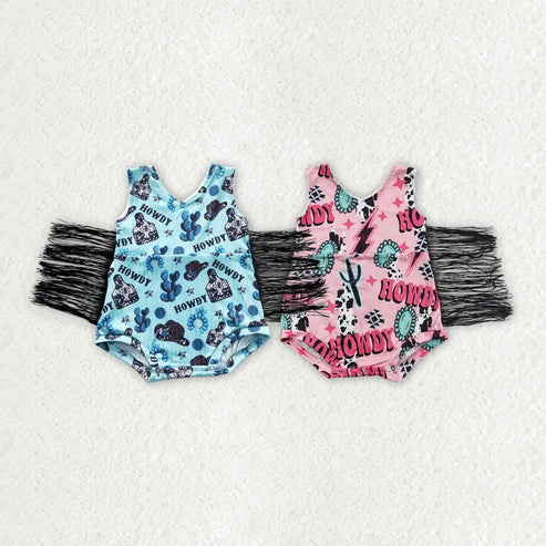 5.3  Sibling Baby Girls Western Tassel Rompers