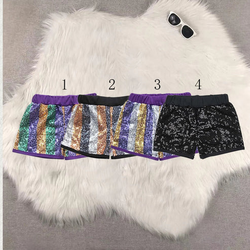 6.9 Sibling Baby Girls Colorful Stripe Sequin Shorts Bottoms