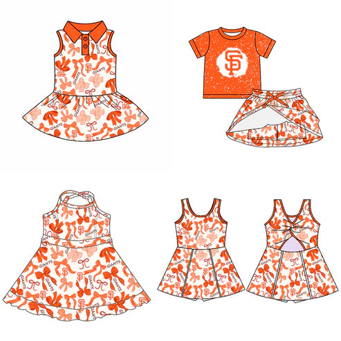 6.10 Custom Moq 3 each item Sibling Baby Girls Giants Team Dresses Clothes Sets