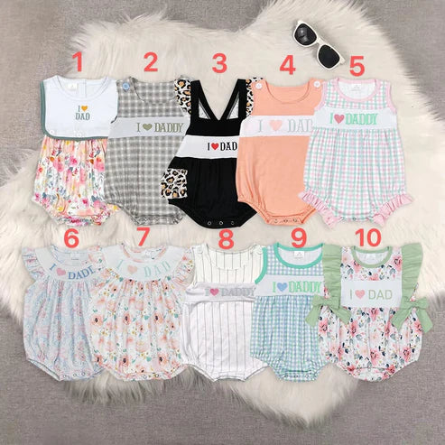 5.21 Sibling Baby Kids I Love Dad Flowers Leopard Ruffle Summer Rompers