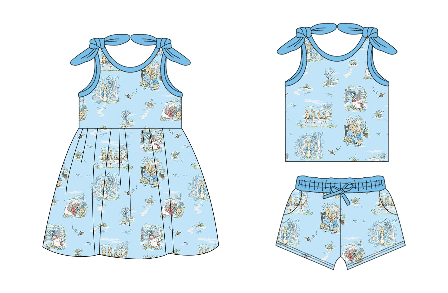 26.1.14 Custom MOQ:3 or 5 pcs each design milk silk Sibling baby girl clothes easter short sleeve shorts sets and dress
