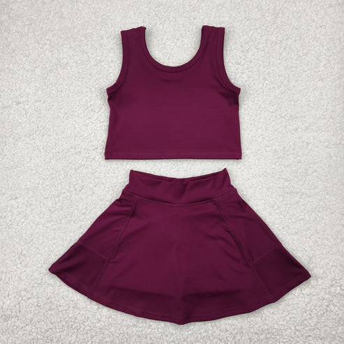 4.29 GSD1981 Baby Girls Brown Vest Top Sports Skorts Clothes Set