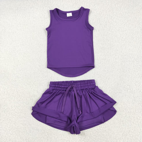 5.21 GT0996+SS0602 Baby Girls Purple Sleeveless Top Skort Yoga Set