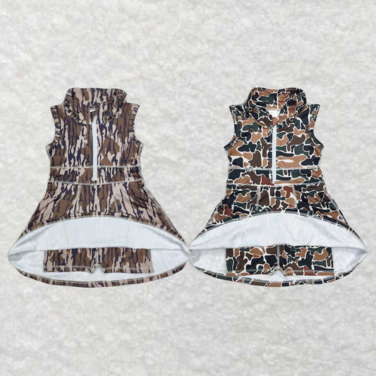 L-3.3 Baby Girls Sibling Camouflage yoga Athletic Dresses