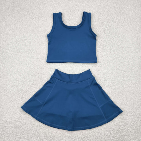 4.29 GSD1986 Baby Girls Dark Blue Vest Top Sports Skorts Clothes Set
