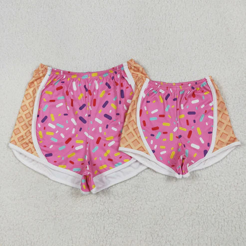 6.17 Mommy&Me Baby Girls Pink Ice-cream Drip Yoga Shorts Bottoms