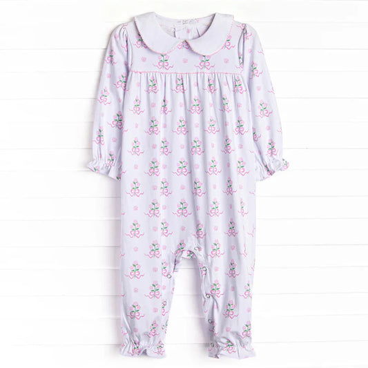 11.19 MOQ:5pcs LR2916 pre-order baby girl clothes rose toddler girl winter romper