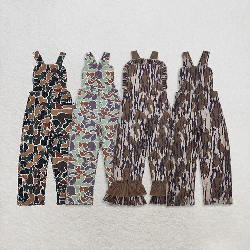 10.31 Sibling Baby Boys Girls Southern Camo Straps Pant Jumpsuits