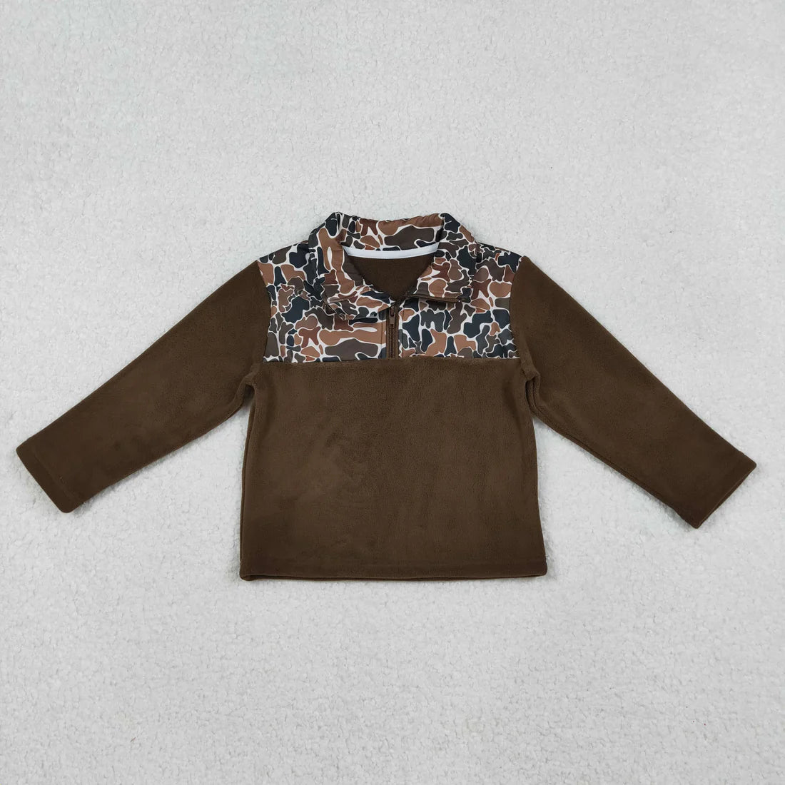 10.16 BT1309 Baby Boys Western Brown Camo Zipper Pullovers Top
