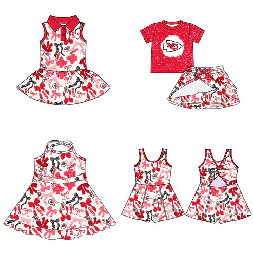 6.10 Custom Moq 3 each item Sibling Baby Girls KC Team Dresses Clothes Sets