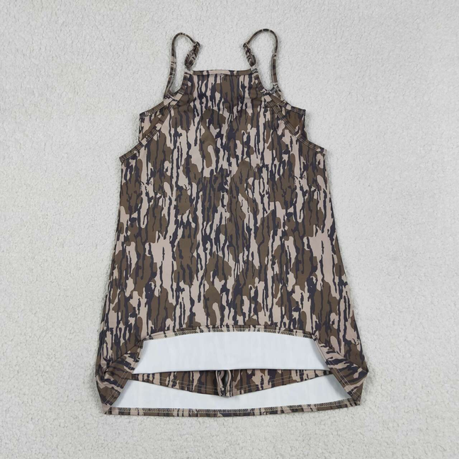 GSD2744 Adult Women Strap Southern Wood Camo Yoga Active Pockets Shorts Dresses