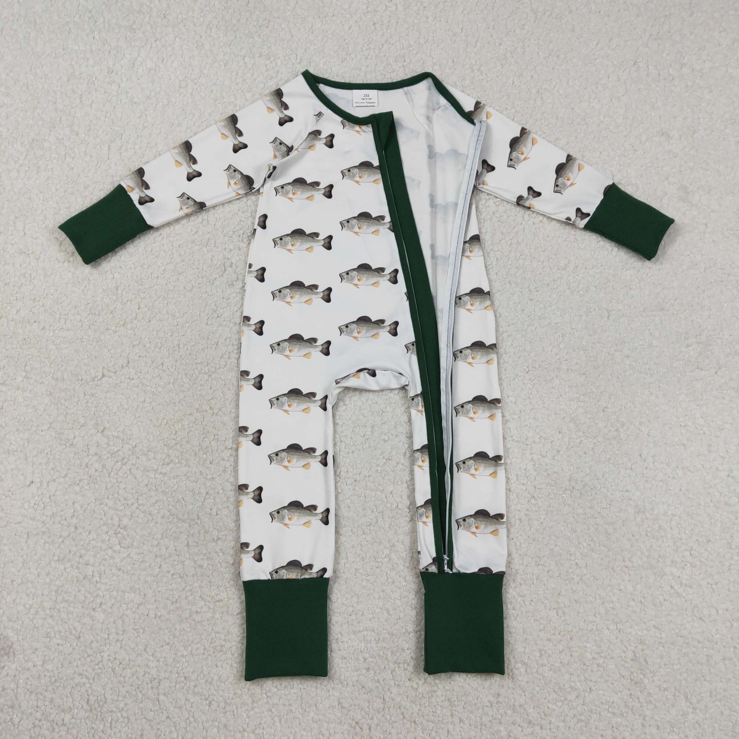 LR2531 Newborn Baby Boy Fishing Zipper Footie Rompers