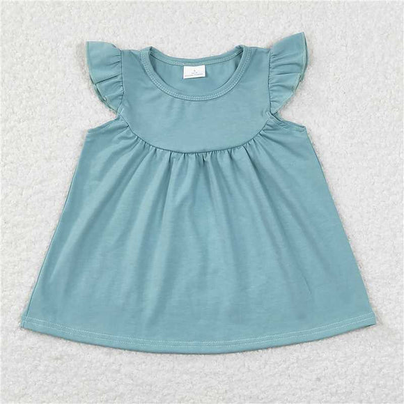 GT0460 Solid color teal flying sleeve top