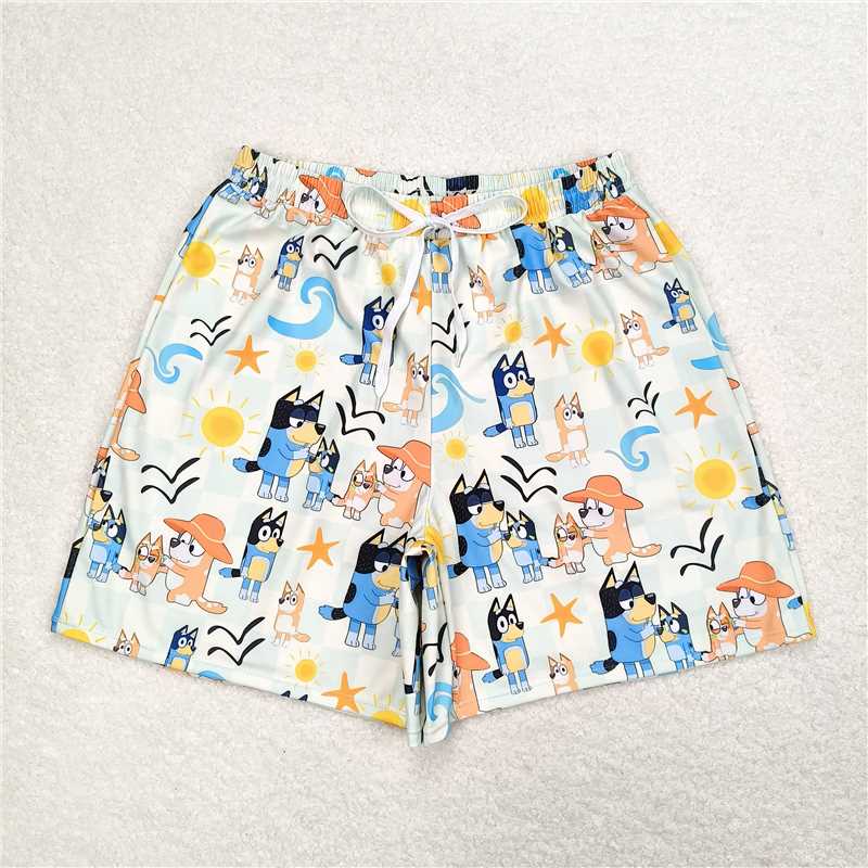 S0360 Adult male cartoon dog Sun light yellow swim trunks