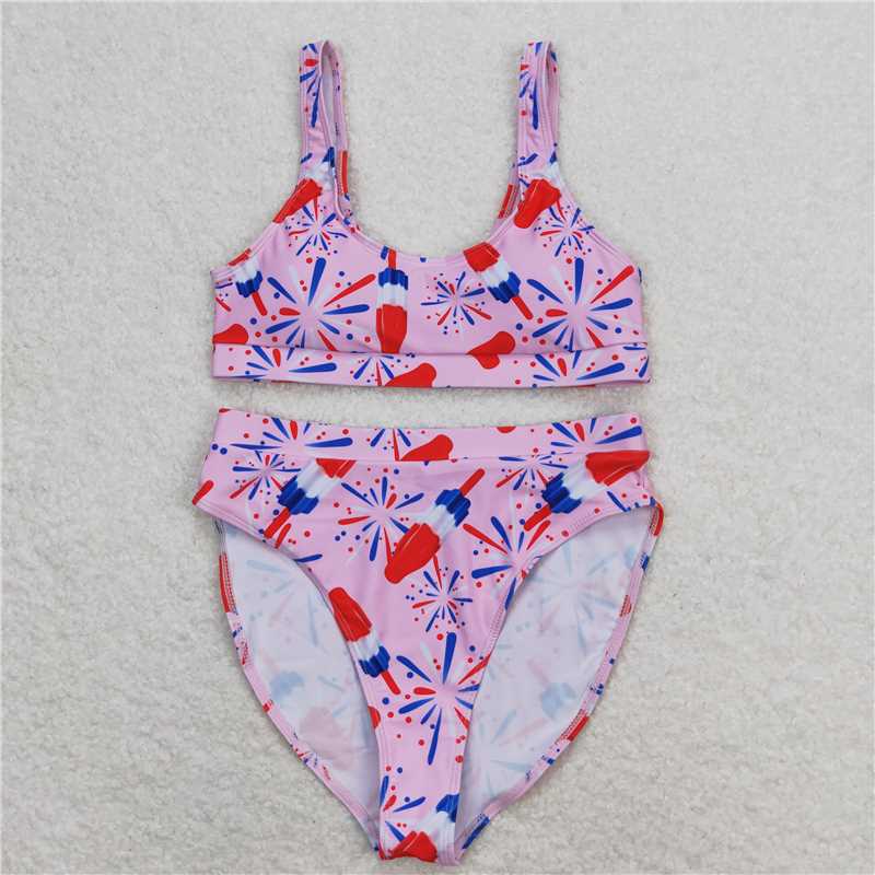 S0334 Pink firework Popsicle swimsuit for adult women