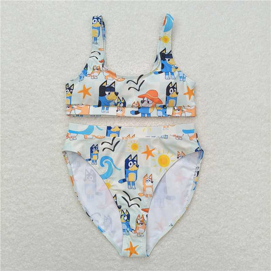 S0358 Adult female cartoon dog Sun buff swimsuit set