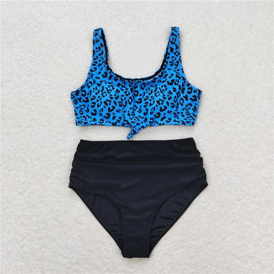 S0290 Leopard print blue and black swimsuit for adults