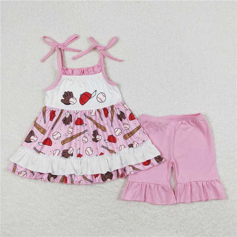 GSSO0794 Baseball cap pink halter shorts suit