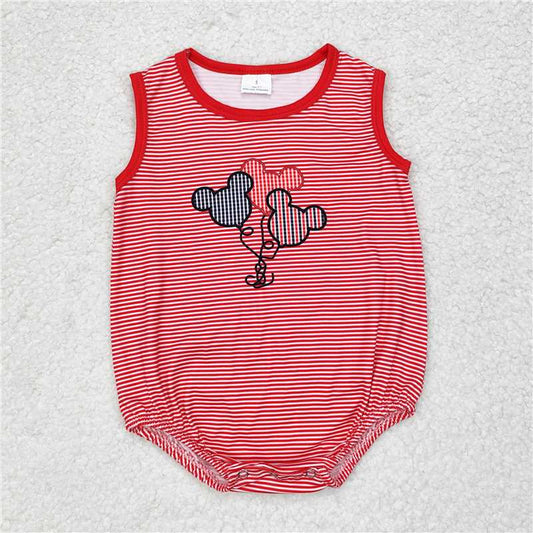 RTS NO MOQ(In Stock) SR1844 cartoon Balloon Red Striped Vest Jumpsuit